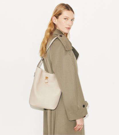 Tory Burch Lock Slim Bucket Bag - Light Stone