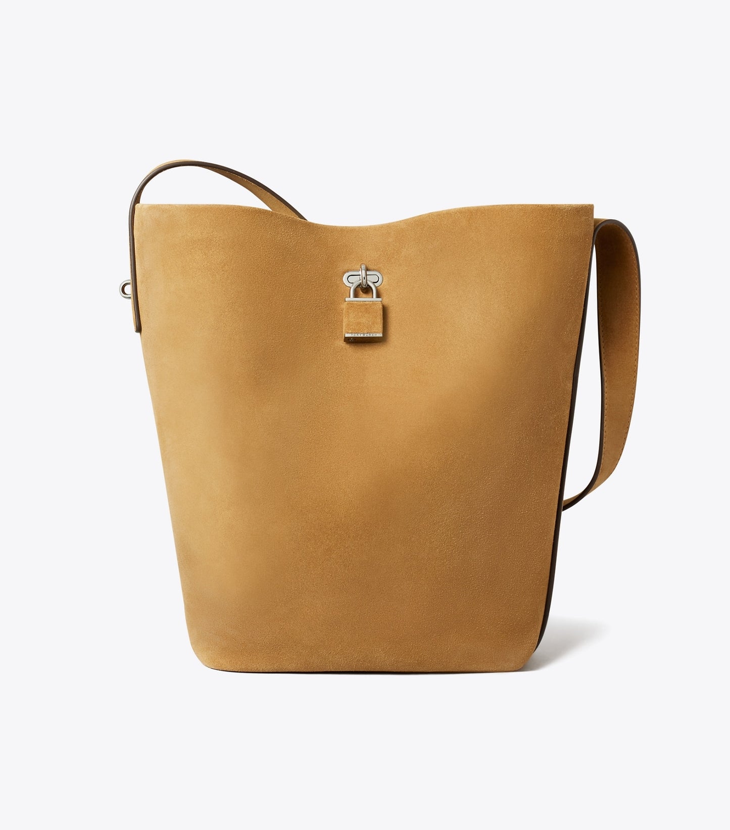 Tory Burch Lock Slim Suede Bucket Bag - Wild Tabacco