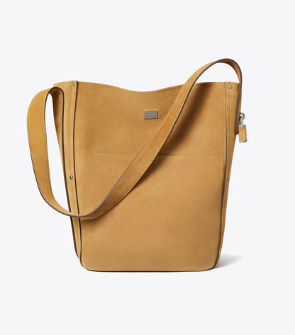 Tory Burch Lock Slim Suede Bucket Bag - Wild Tabacco