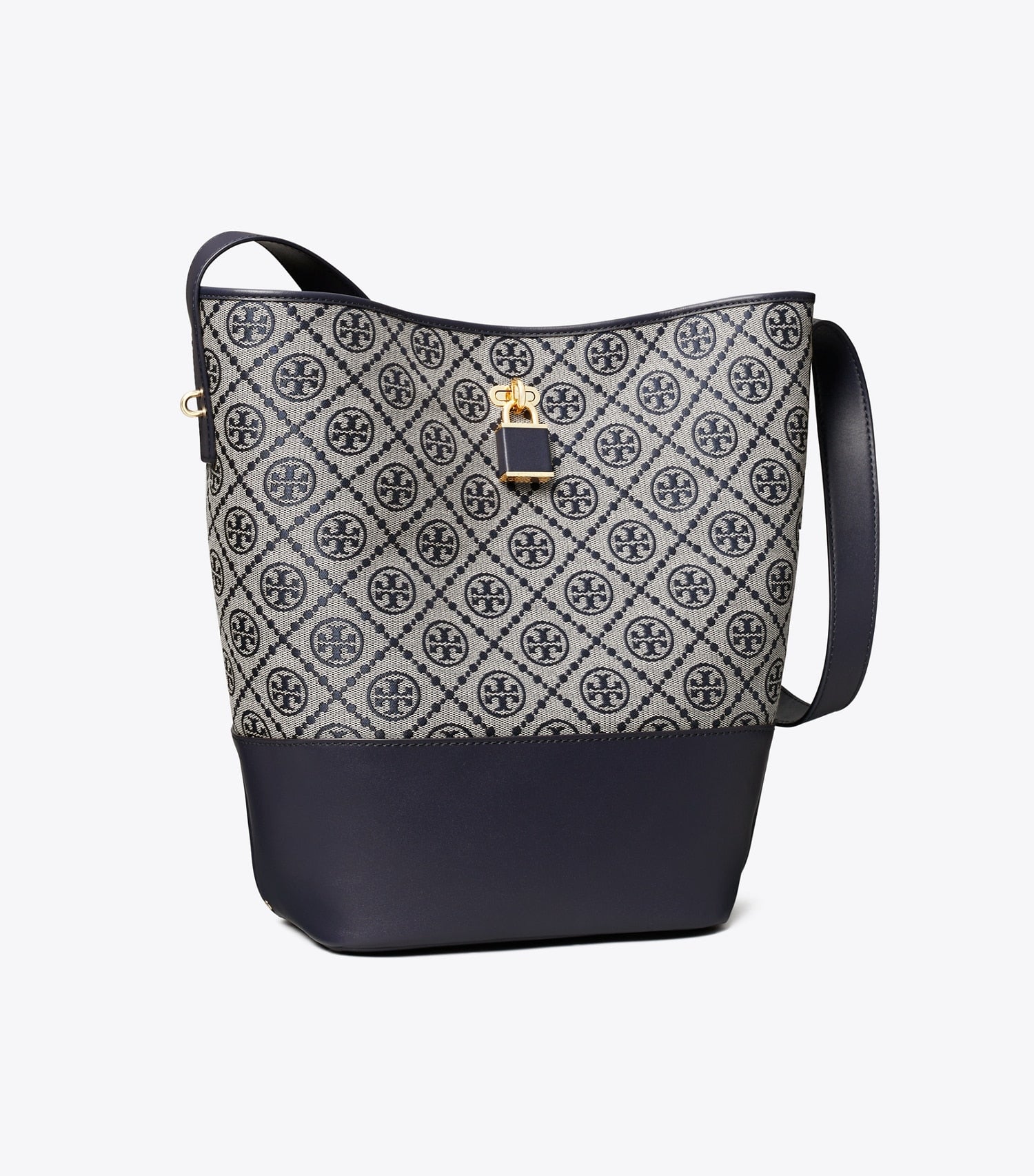 Tory Burch T Monogram Lock Slim Bucket Bag - Tory Navy