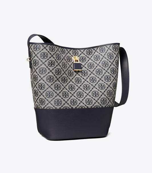 Tory Burch T Monogram Lock Slim Bucket Bag - Tory Navy