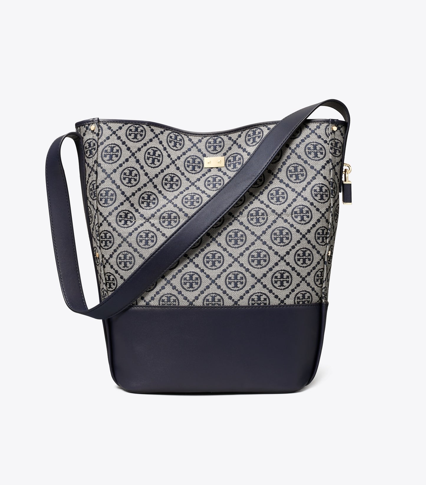 Tory Burch T Monogram Lock Slim Bucket Bag - Tory Navy