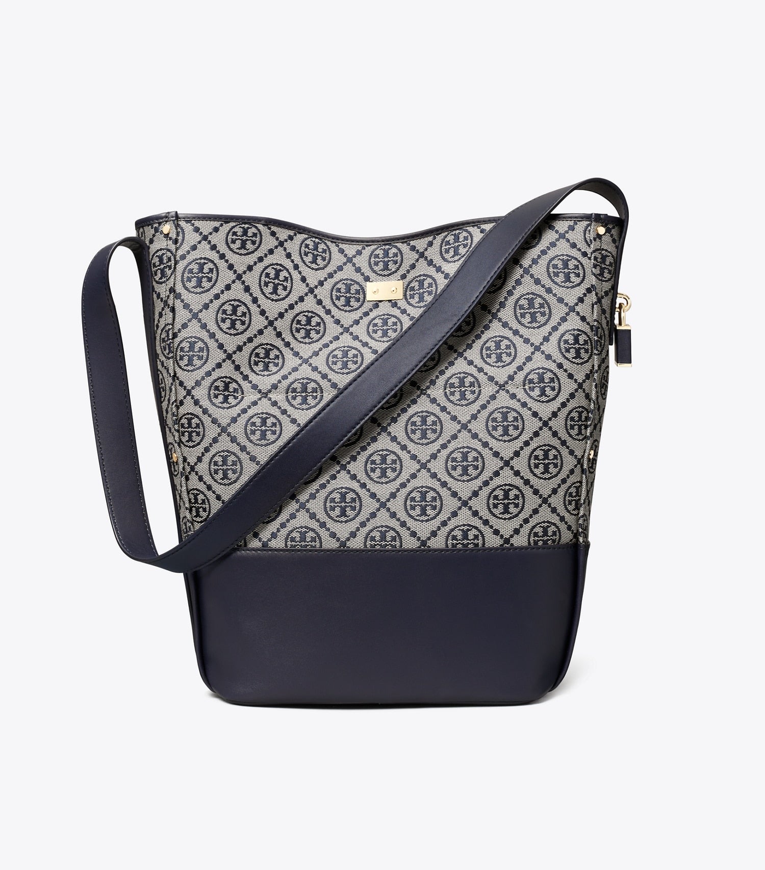 Tory Burch T Monogram Lock Slim Bucket Bag - Tory Navy