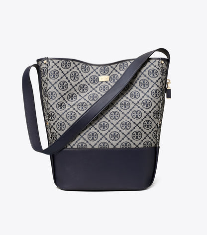 Tory Burch T Monogram Lock Slim Bucket Bag - Tory Navy