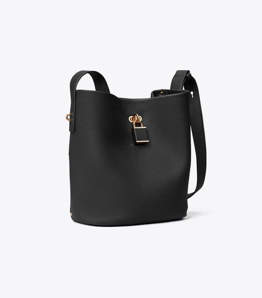 Tory Burch Medium Lock Slim Bucket Bag - Black