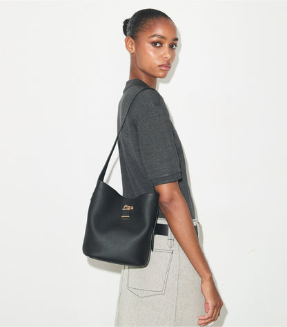 Tory Burch Medium Lock Slim Bucket Bag - Black
