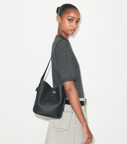 Tory Burch Medium Lock Slim Bucket Bag - Black