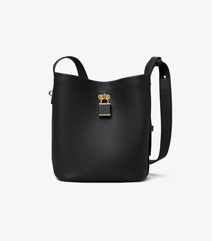 Tory Burch Medium Lock Slim Bucket Bag - Black