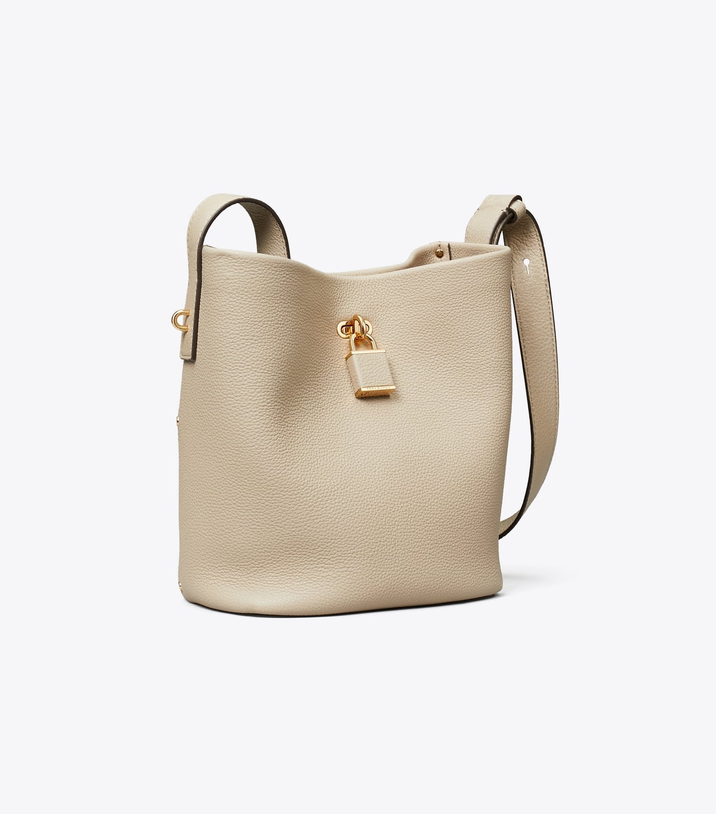 Tory Burch Medium Lock Slim Bucket Bag - Light Stone