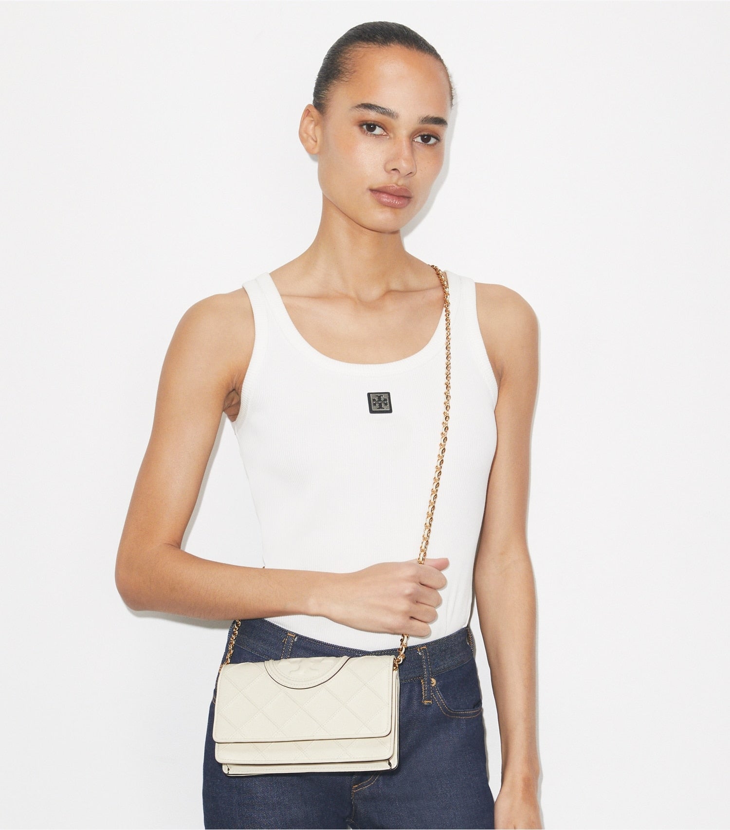 Tory Burch Fleming Crossbody - Light Cream