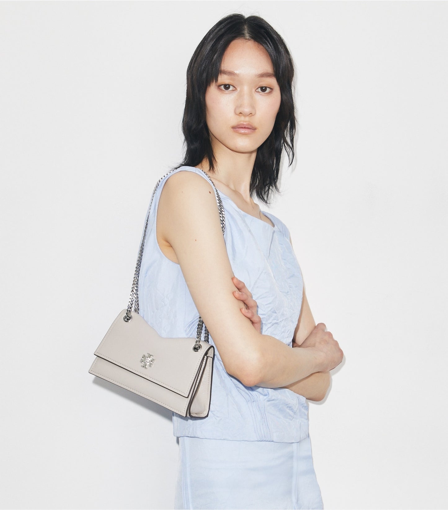 Tory Burch Mini Kira Turnlock Shoulder Bag - Dove Gray