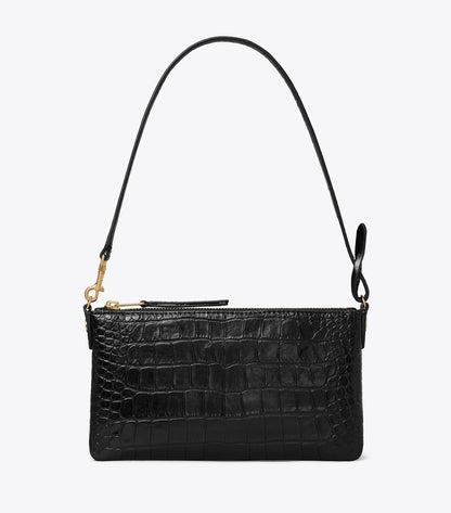 Tory Burch Croc-Embossed Pochette - Black