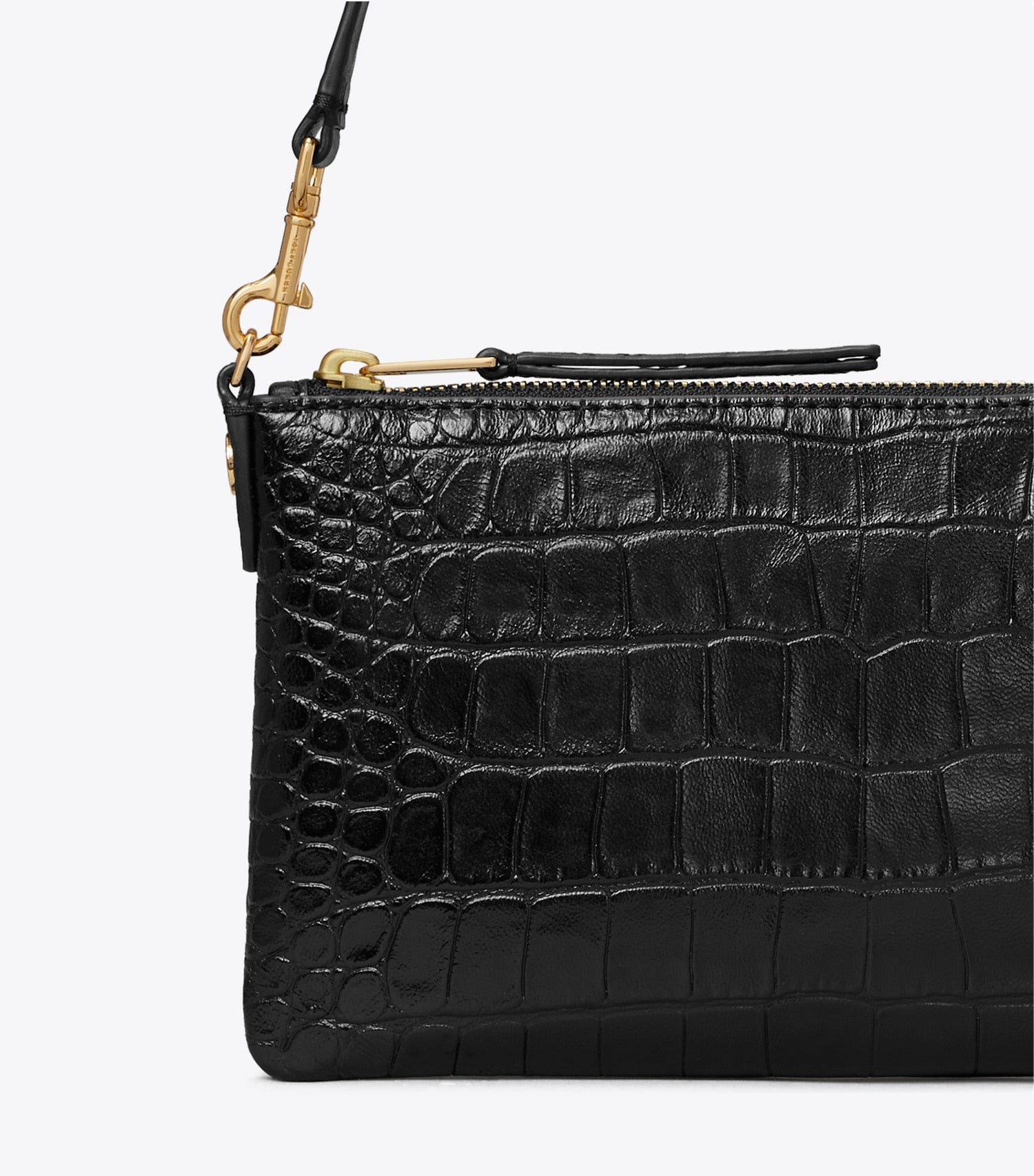 Tory Burch Croc-Embossed Pochette - Black
