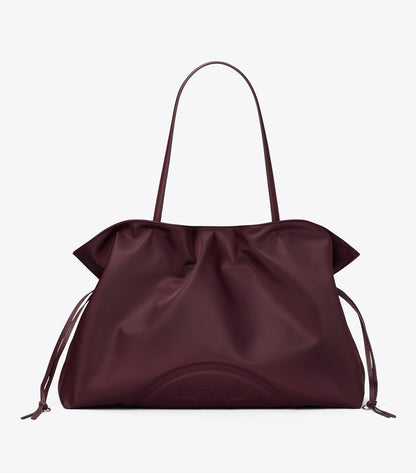 Tory Burch Ella Nylon Drawstring Tote - Dark Carmine