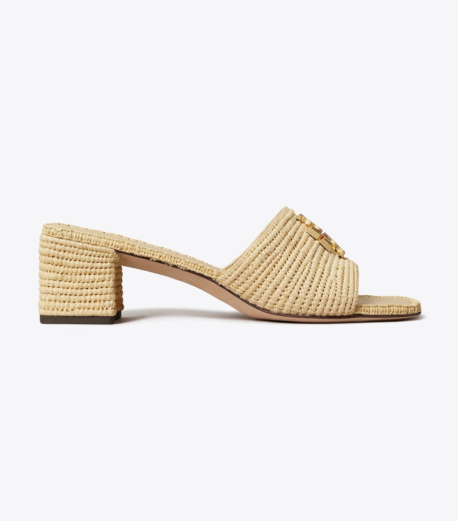 Tory Burch Eleanor Raffia Heeled Sandal - Natural / Gold