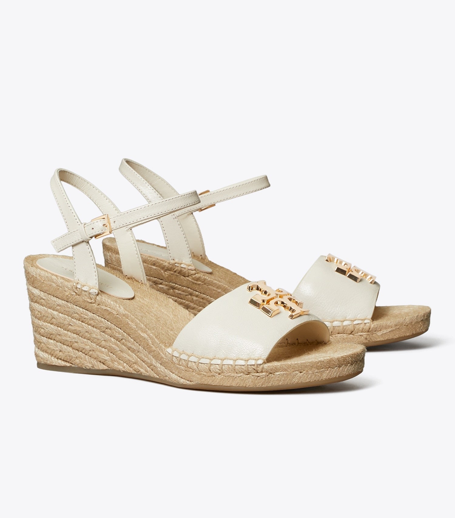 Tory Burch Eleanor Wedge Espadrille - Light Cream / Gold