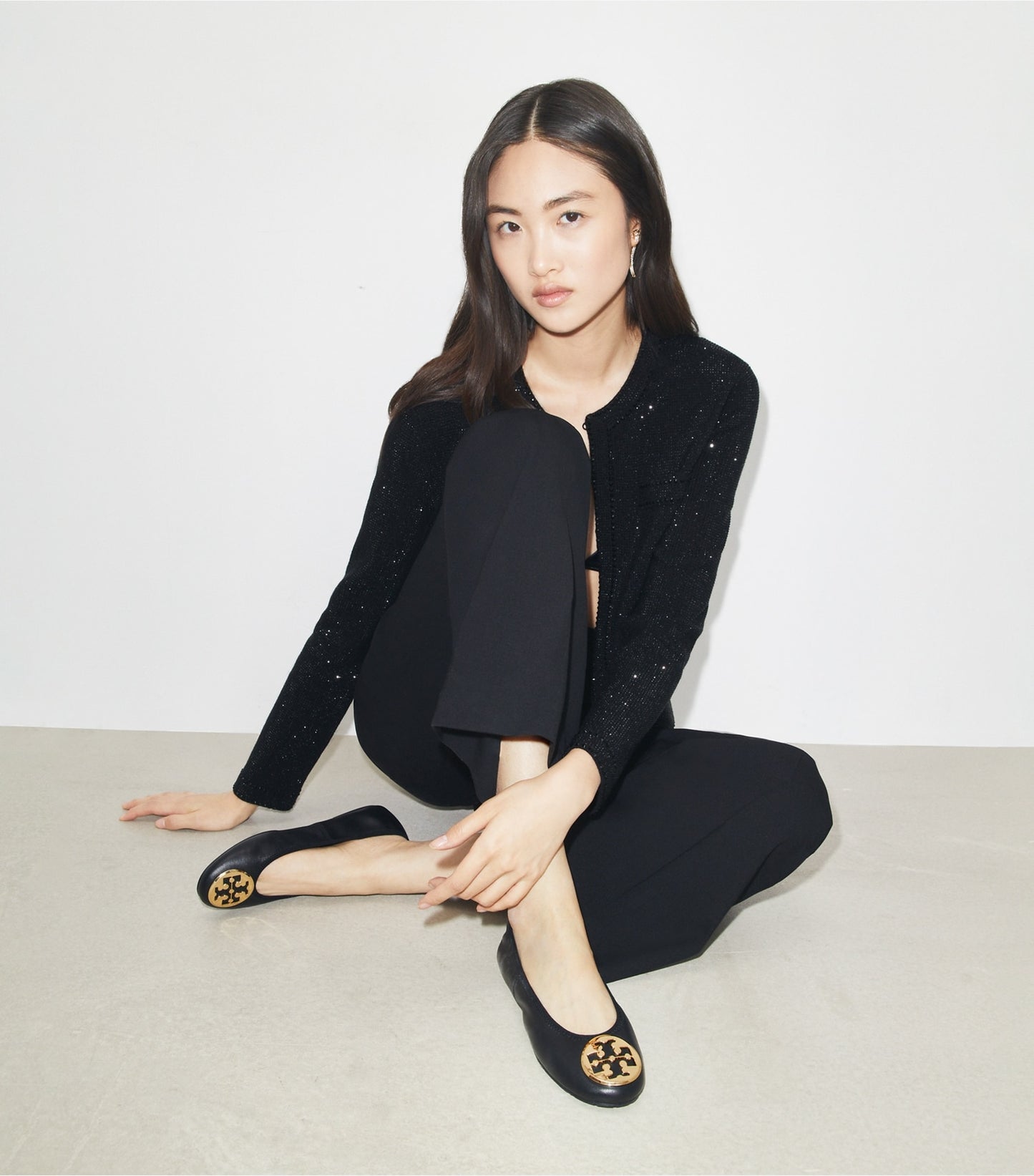 Tory Burch Reva Travel Ballet - Perfect Black / Gold