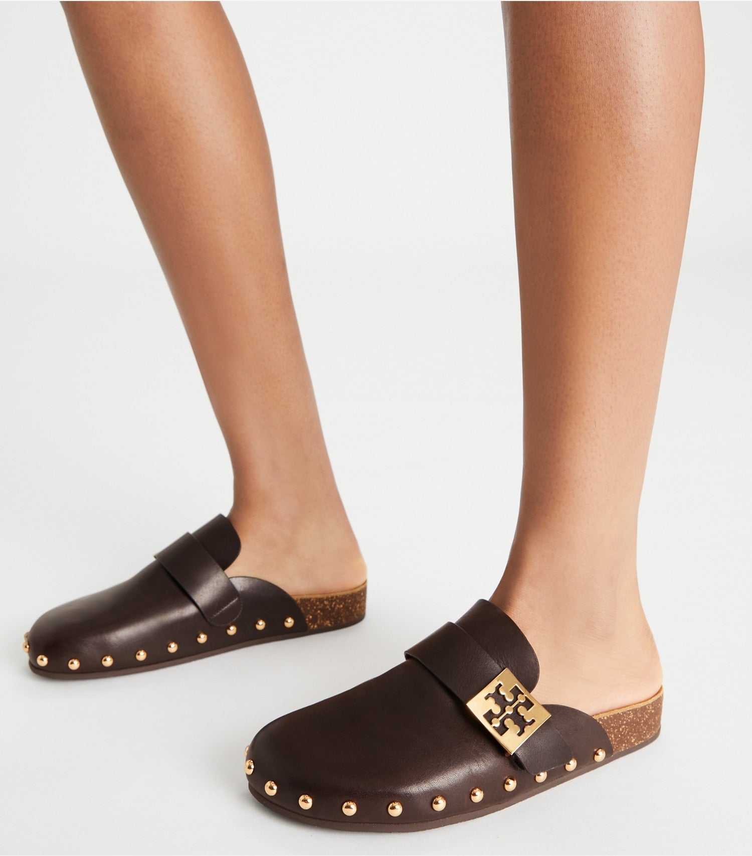 Tory Burch Mellow Studded Mule - Deep Mocha / Gold