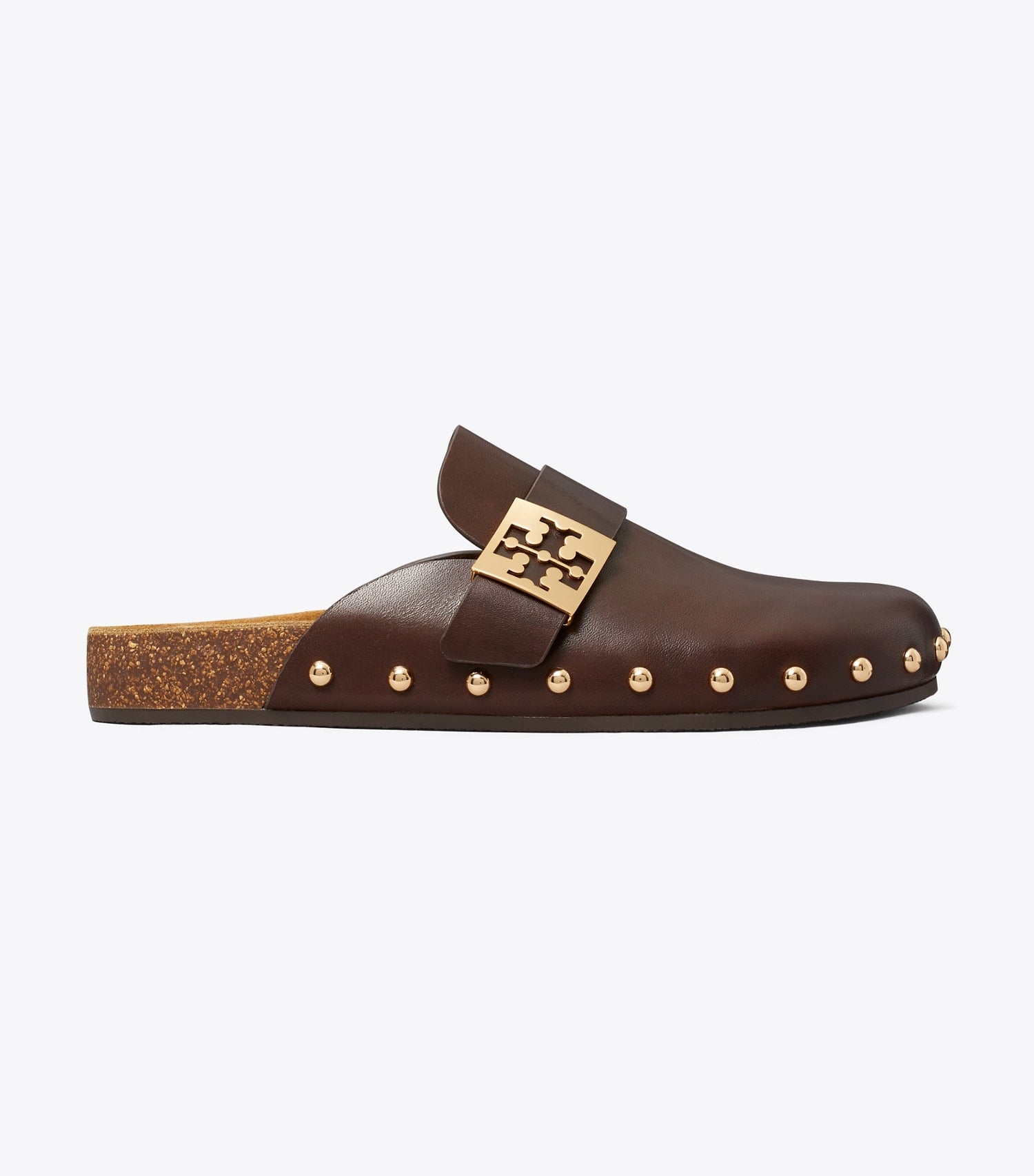 Tory Burch Mellow Studded Mule - Deep Mocha / Gold