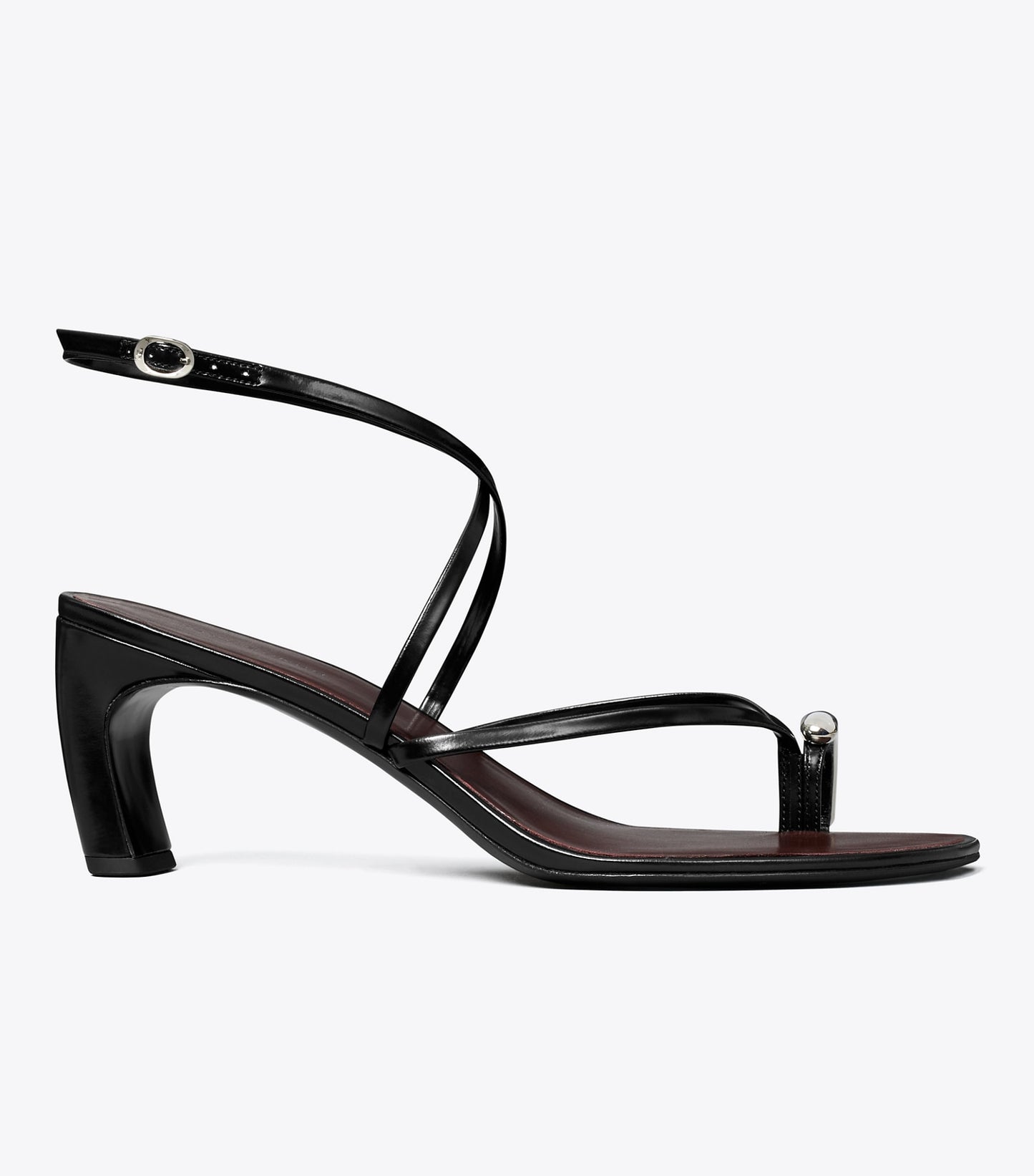 Tory Burch Pierced Multi-Strap Heeled Sandal - Perfect Black / Silver