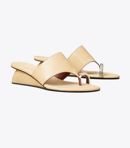 Tory Burch Pierced Wedge Sandal - Smoky Tan