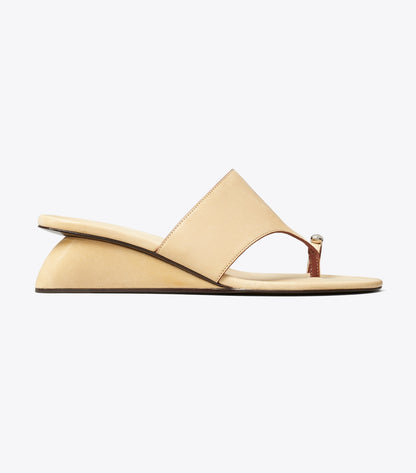 Tory Burch Pierced Wedge Sandal - Smoky Tan
