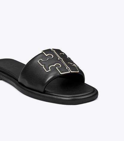 Tory Burch Double T Sport Slide - Perfect Black / Gold