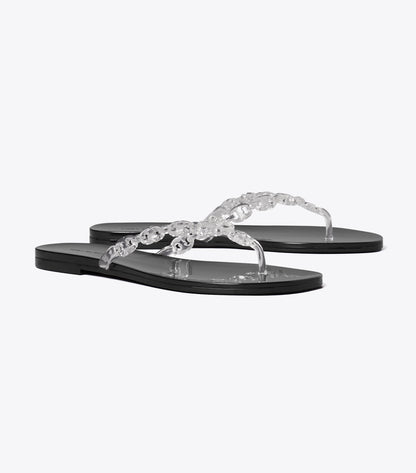 Tory Burch Gemini Link Jelly Flip-Flop - Clear / Perfect Black