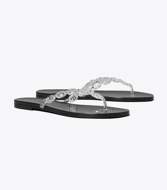 Tory Burch Gemini Link Jelly Flip-Flop - Clear / Perfect Black