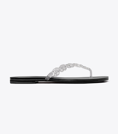 Tory Burch Gemini Link Jelly Flip-Flop - Clear / Perfect Black