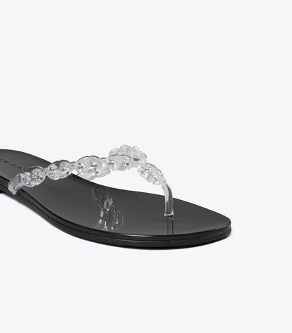 Tory Burch Gemini Link Jelly Flip-Flop - Clear / Perfect Black