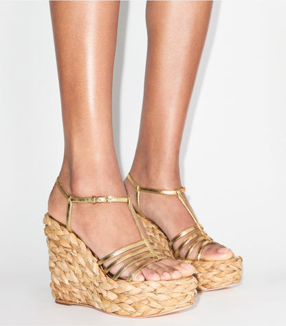 Tory Burch Braided Sandal Espadrille - Gold Leaf