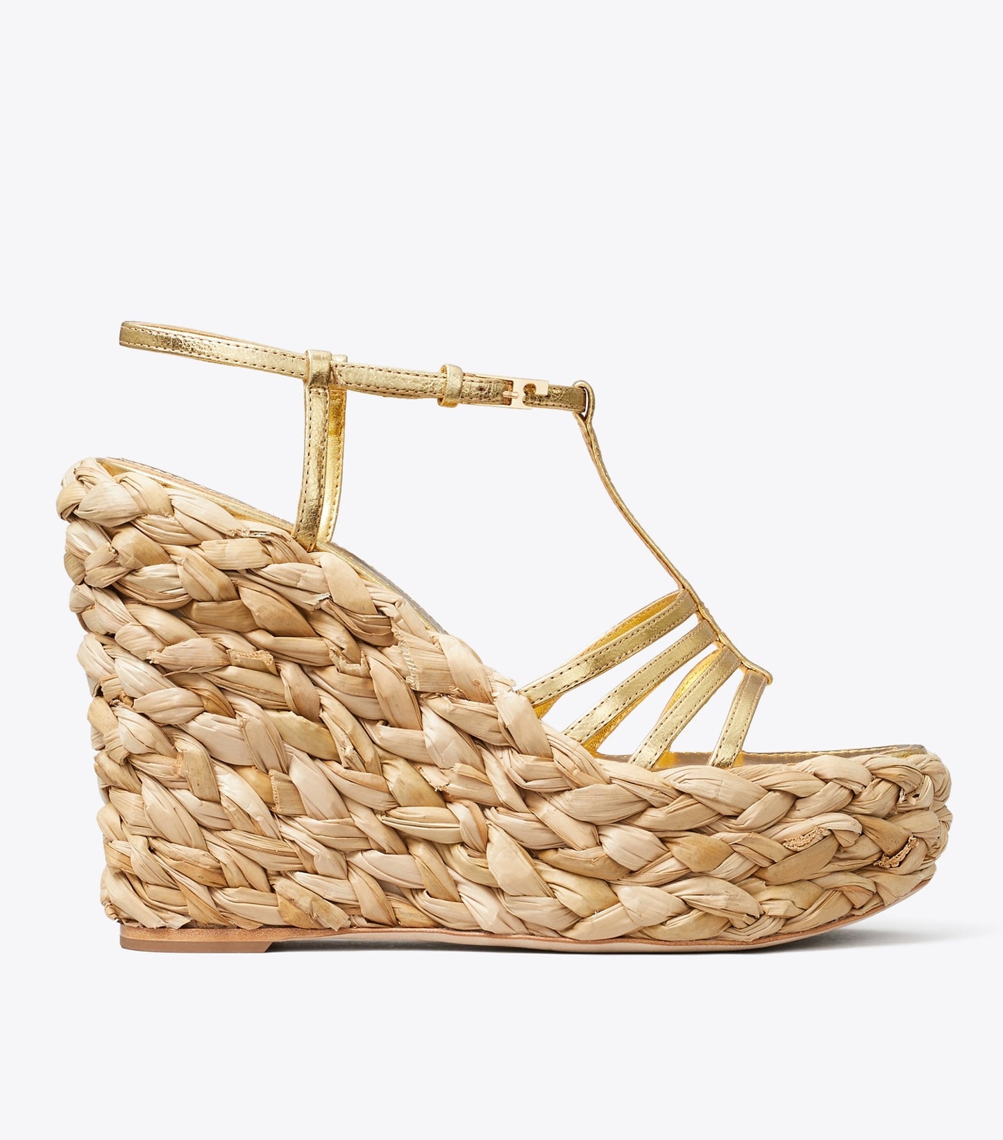 Tory Burch Braided Sandal Espadrille - Gold Leaf