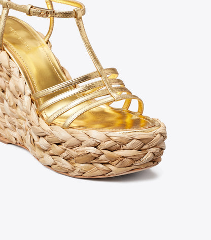 Tory Burch Braided Sandal Espadrille - Gold Leaf