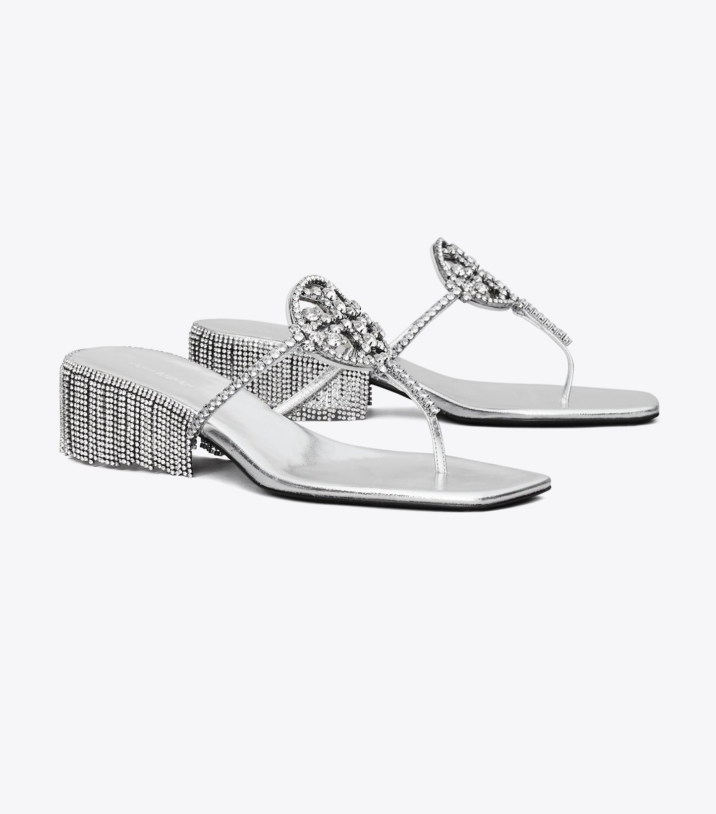 Tory Burch Miller Crystal Kitten Heel - Silver / Silver