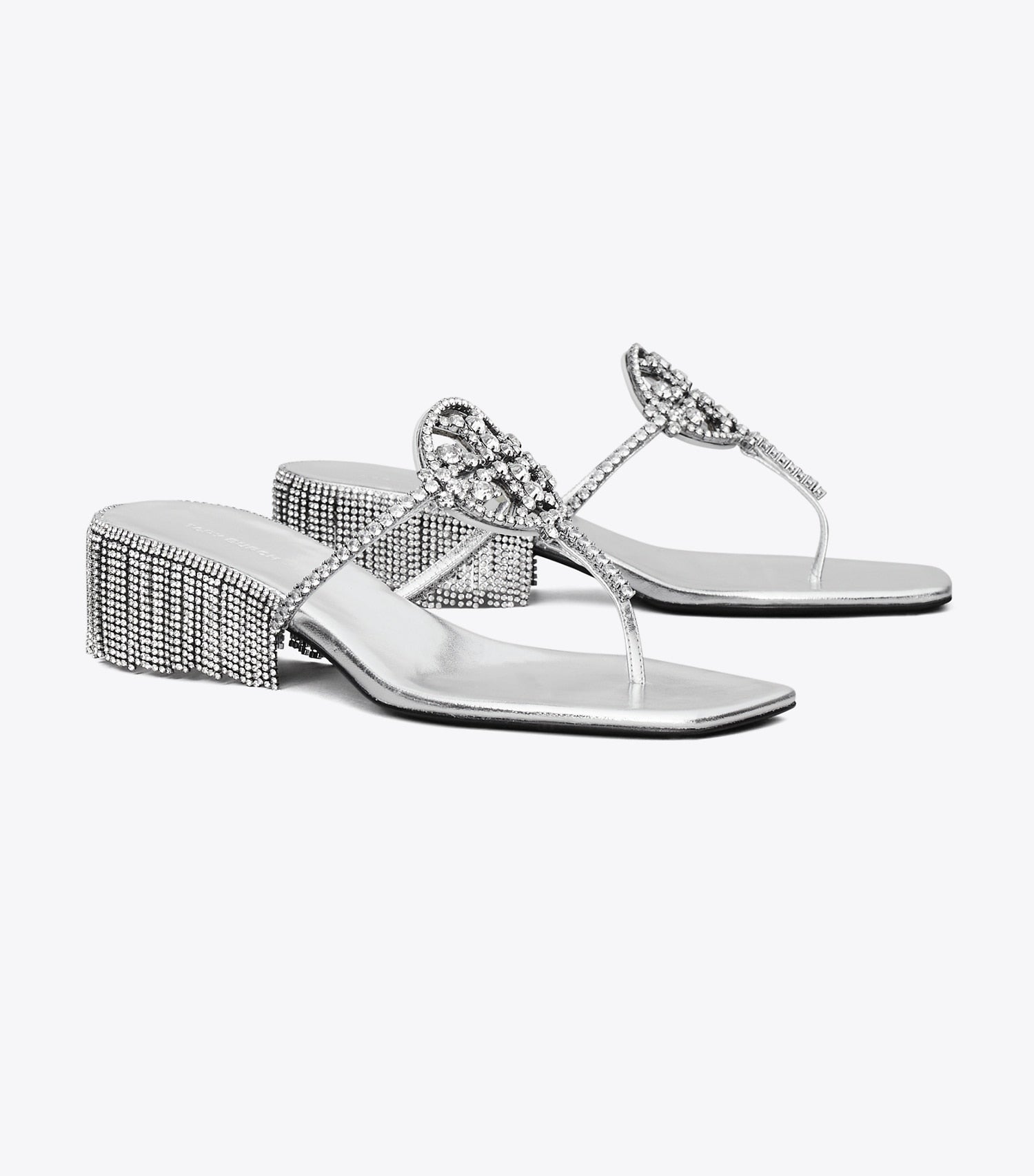 Tory Burch Miller Crystal Kitten Heel - Silver / Silver