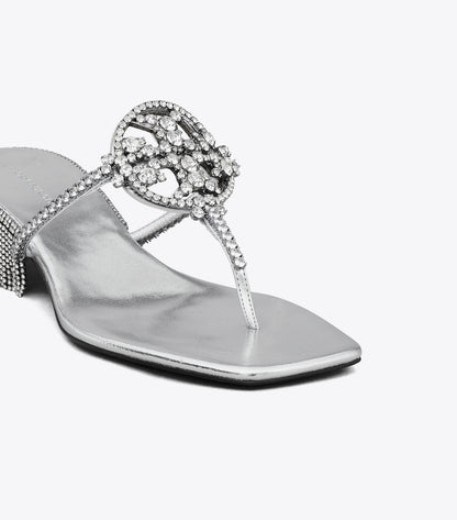Tory Burch Miller Crystal Kitten Heel - Silver / Silver
