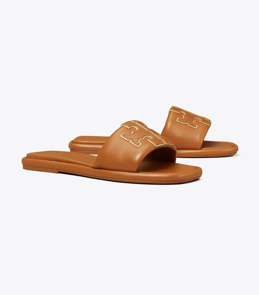Tory Burch Double T Sport Slide - Bourbon Miele / Gold