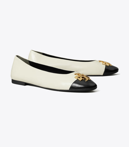 Tory Burch Charlie Ballet - Light Cream / Perfect Black / Gold