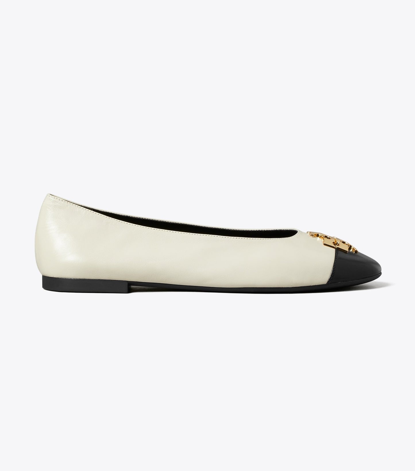 Tory Burch Charlie Ballet - Light Cream / Perfect Black / Gold