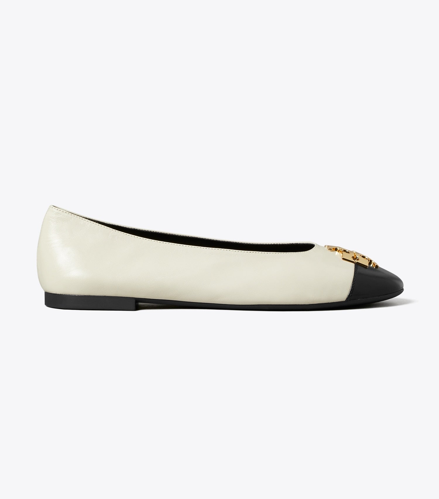 Tory Burch Charlie Ballet - Light Cream / Perfect Black / Gold