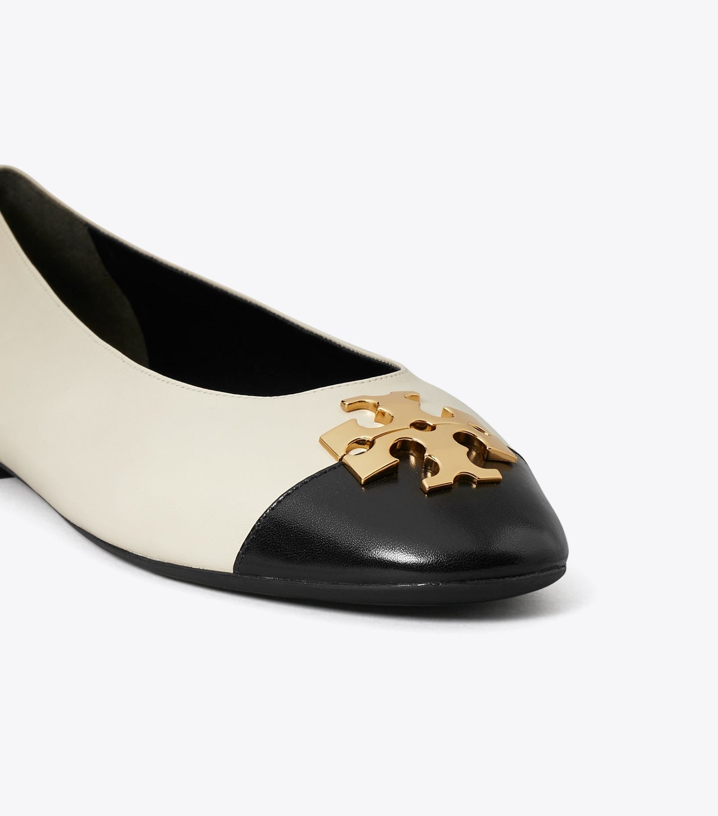 Tory Burch Charlie Ballet - Light Cream / Perfect Black / Gold