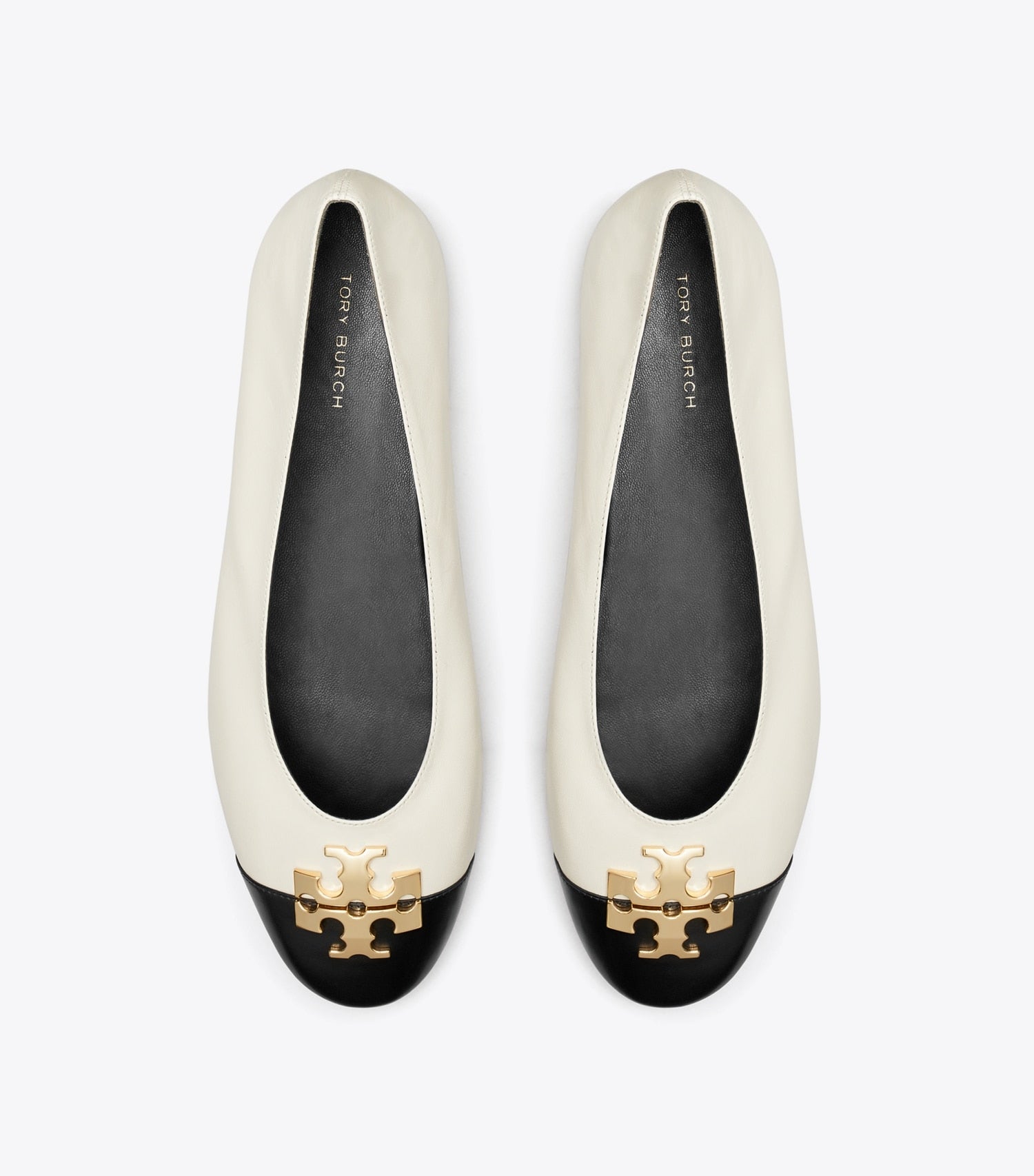 Tory Burch Charlie Ballet - Light Cream / Perfect Black / Gold