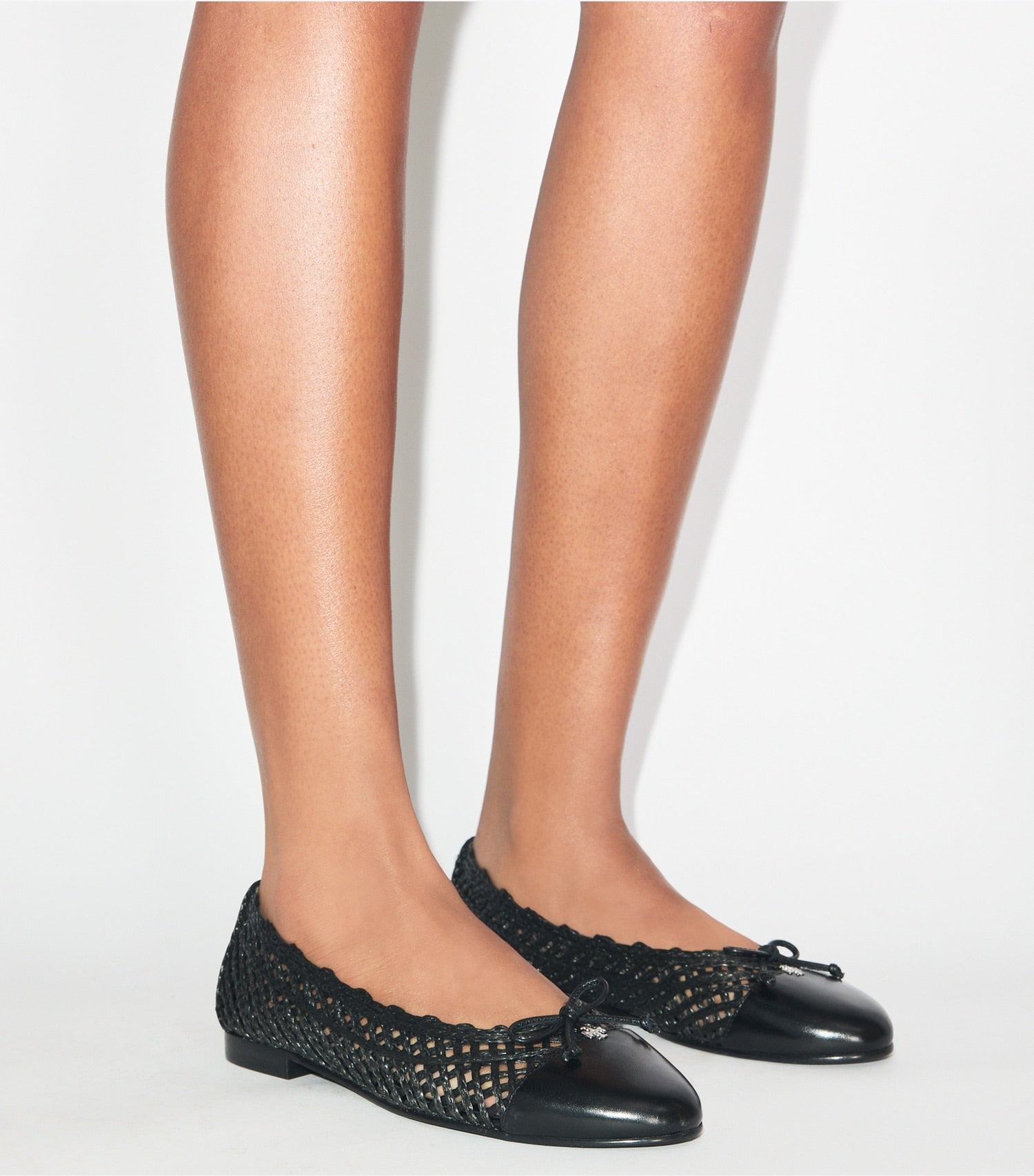 Tory Burch Cap-Toe Ballet - Black / Black