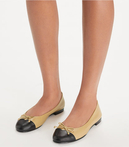 Tory Burch Cap-Toe Ballet - Ginger Shortbread / Perfect Black
