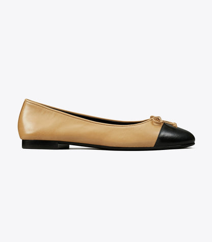 Tory Burch Cap-Toe Ballet - Ginger Shortbread / Perfect Black