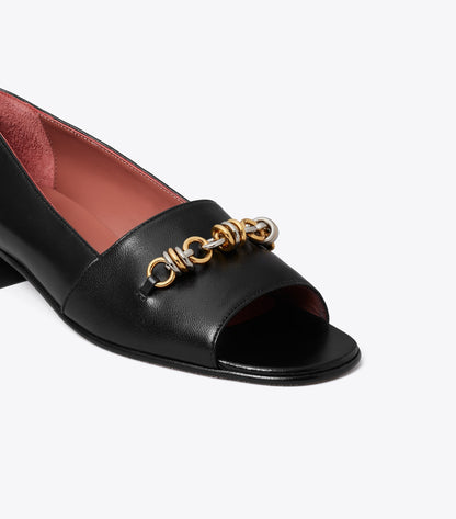 Tory Burch Runway Chain Peep-Toe - Perfect Black
