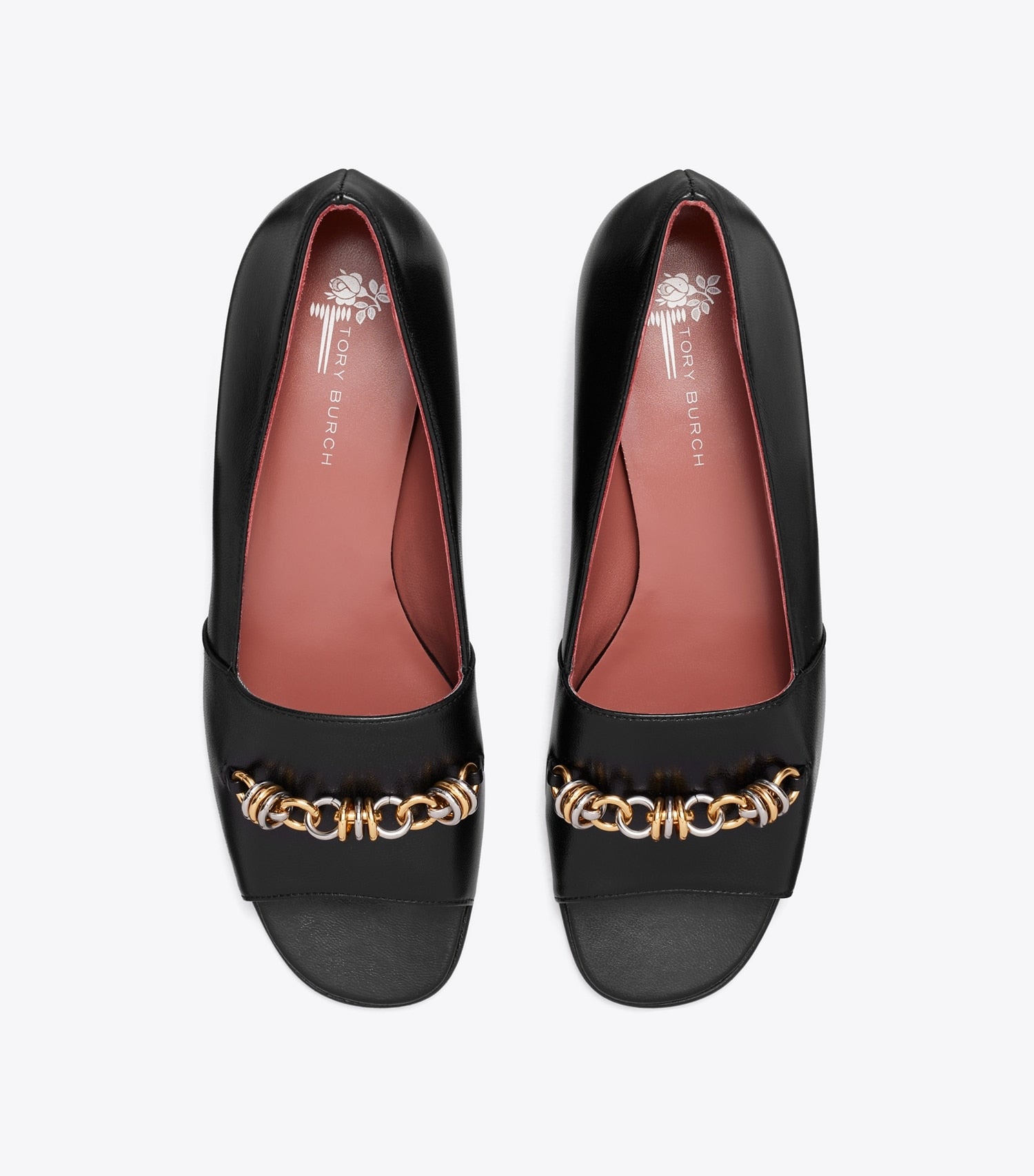 Tory Burch Runway Chain Peep-Toe - Perfect Black