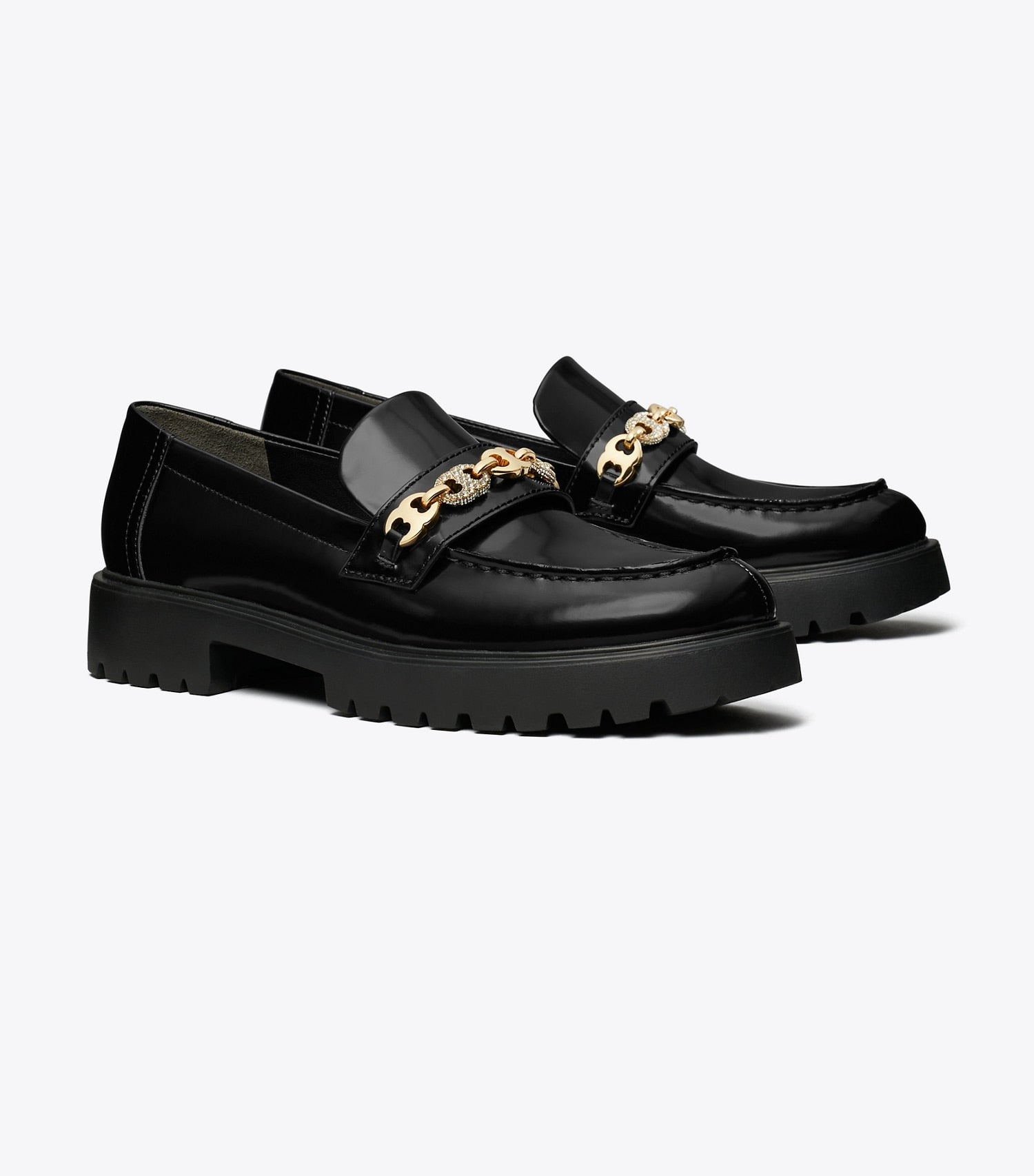 Tory Burch Pavé Gemini Link Lug Loafer - Perfect Black / Gold