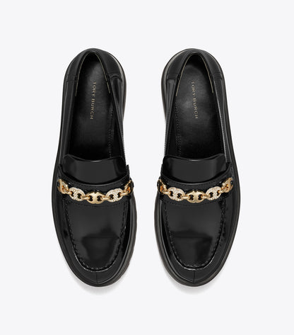Tory Burch Pavé Gemini Link Lug Loafer - Perfect Black / Gold